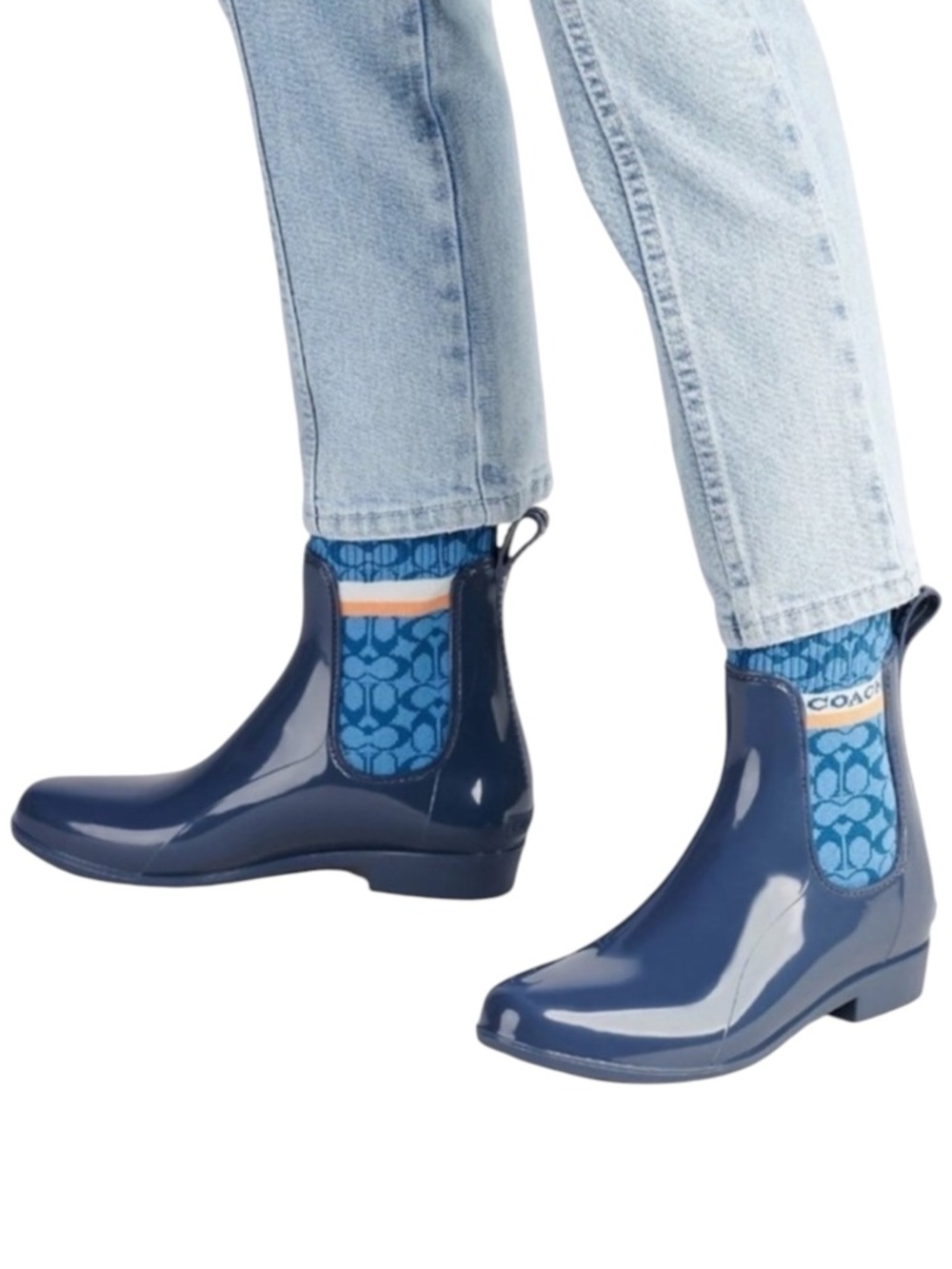 COACH Rivington Rain Bootie Blue Size 6 --STUNNING!!!